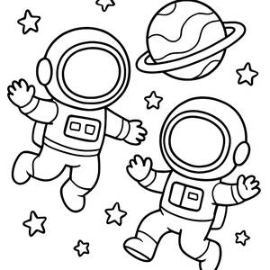 Out of This World: Astronauts Coloring Page