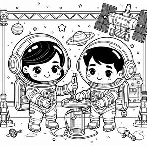 Aventura Espacial: Página para Colorear de Astronautas