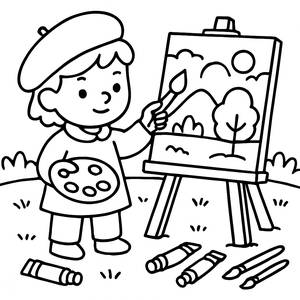 Outdoor Artist Coloring Page
