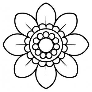 Pagina da Colorare Mandala di Fiori con Petali Giganti