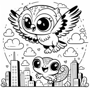 Pagina da Colorare di Owlette e Gekko - Vola nei Cieli!