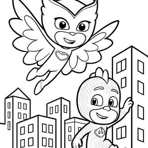 Owlette Volando Alto: Página para Colorear de PJ Masks