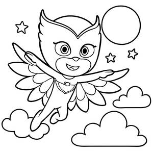Owlette Soaring Through the Clouds - Free Printable Coloring Page