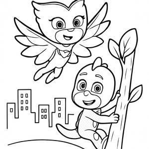 Owlette Soars High: PJ Masks Coloring Page