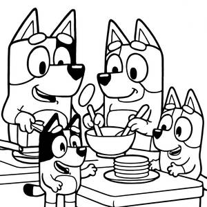 Pagina da Colorare Avventura nella Cucina dei Pancake