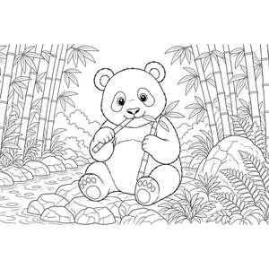 Panda Eating Bamboo Coloring Page