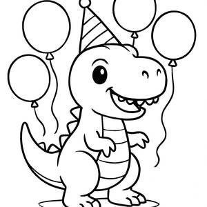 Party Time T-Rex Coloring Page
