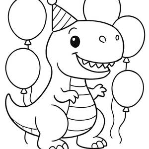 Pagina da Colorare T-Rex Festa