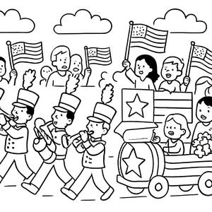 Patriotic Parade Coloring Page