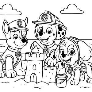 Pagina da Colorare della Paw Patrol in Spiaggia