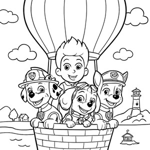 Paw Patrol Welpen Heißluftballon Malvorlage