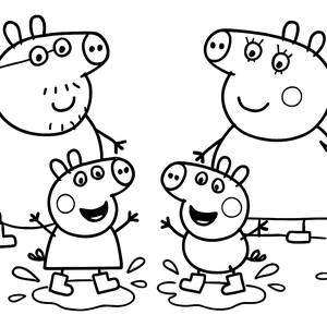 Peppa Pig Ausmalbild: Im Matschpfützen Springen