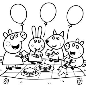 Peppa Pig Picnic Adventure Coloring Page