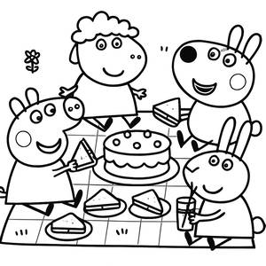 Página para Colorear de Picnic de Peppa Pig