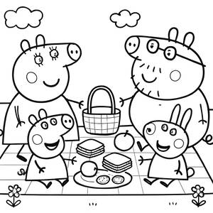 Página para Colorear de Picnic de Peppa Pig