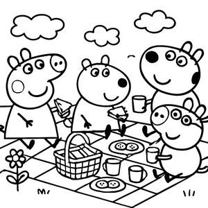 Peppa Pig Picnic Coloring Page