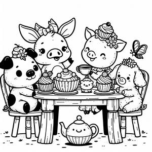 Ausmalbild von Peppa Pig's Teeparty