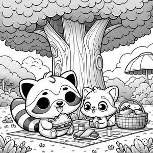 Pagina da Colorare del Divertente Picnic con Bandit e Chilli
