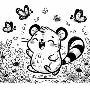 Pikachu Ausmalbild: Spielend im Blumenfeld