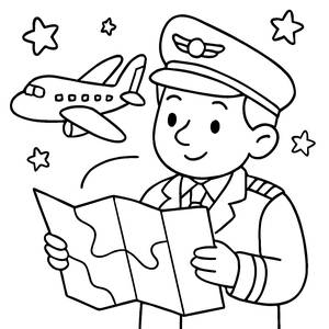 Pilot's Adventure Coloring Page