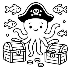 Piraten-Oktopus Malvorlage