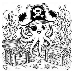 Malvorlage: Pirat-Oktopus