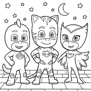 Раскраска PJ Masks - Герои Готовы к Приключениям!