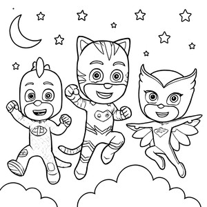 Раскраска PJ Masks: Супергерои в Действии!