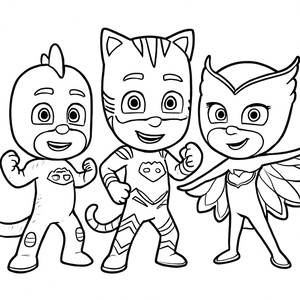Герои PJ Masks Объединены - Бесплатная Раскраска