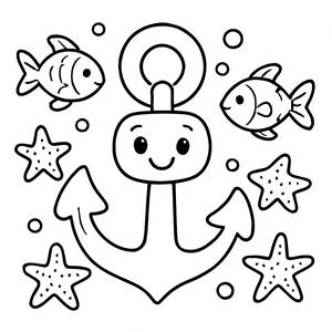 Playful Anchor Coloring Page