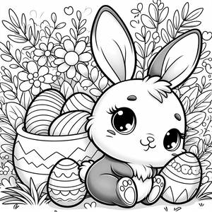 Playful Bunny Easter Coloring Page