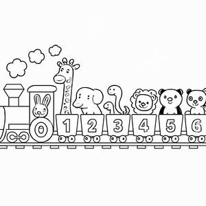 Página para Colorir do Trem de Contar Divertido