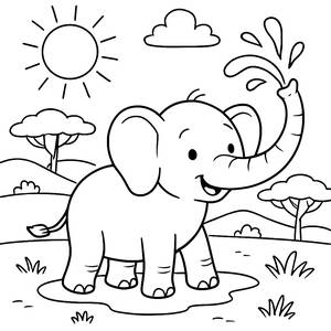 Раскраска Игривого Слона