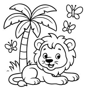 Раскраска Игривого Львенка
