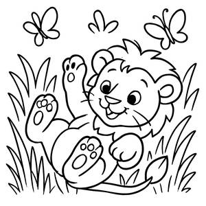 Playful Lion Cub Coloring Page