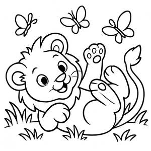 Playful Lion Cub Coloring Page