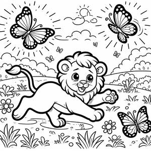 Раскраска Игривого Львенка