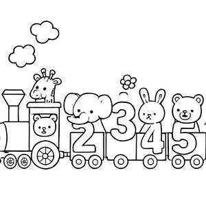 Página para Colorear del Divertido Tren de Números