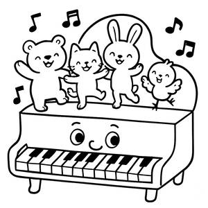 Verspielte Klavier Ausmalbild