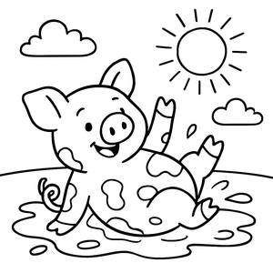 Playful Pig Coloring Page