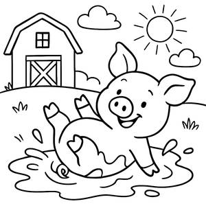 Playful Pig Coloring Page