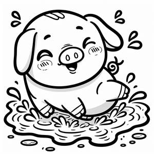 Page à Colorier du Cochon Joueur Éclaboussant