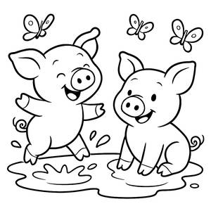 Verspielte Schweine Malvorlage