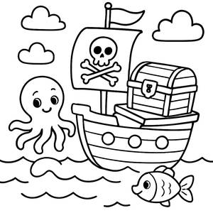 Playful Pirate Ship Coloring Page