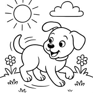 Playful Puppy Chasing Its Tail Coloring Page