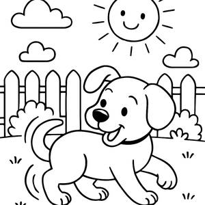 Pagina da Colorare di un Cucciolo Giocherellone