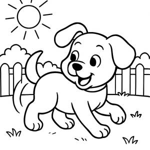 Página para Colorear de un Cachorro Juguetón
