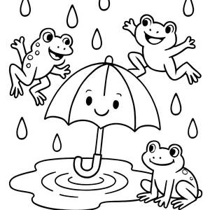 Раскраска с Игривыми Каплями Дождя