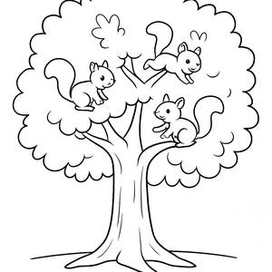 Playful Squirrels Coloring Page