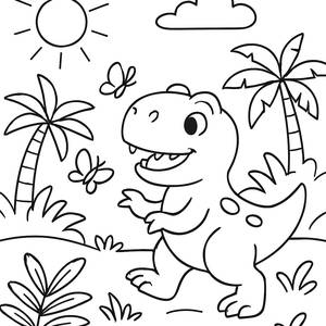 Playful T-Rex Coloring Page